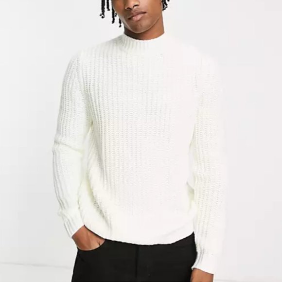 ASOS Other - ASOS DESIGN heavyweight fisherman rib turtle neck jumper in white size M NWT $54